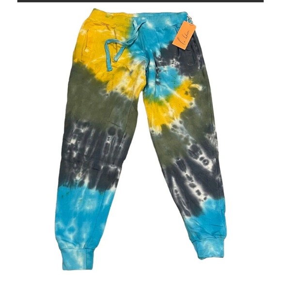 La Detresse Women's Tie Dye Adjustable Limeade Ribbed Cuffs Sweatpants (Med) NWT - Picture 5 of 9
